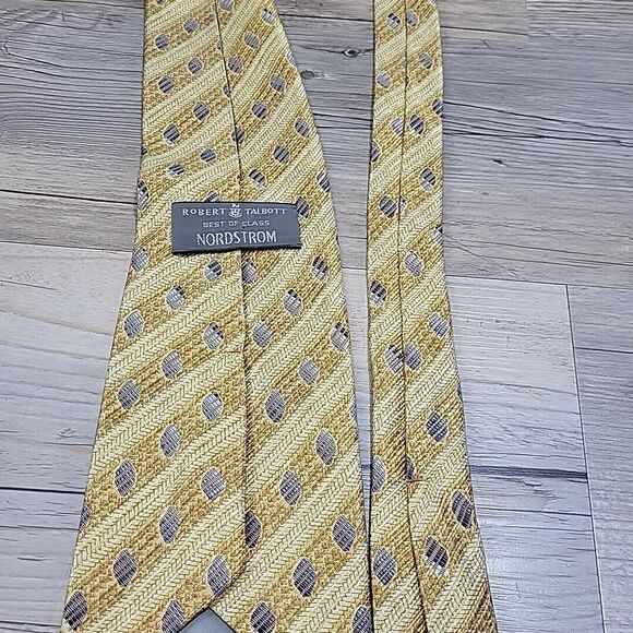 Robert Talbott‎ Best Of Class Mens Neck Tie Gold Geometric Nordstrom 58" X 4" - Picture 10 of 10